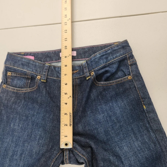 Lilly Pulitzer Y2K Main Line Fit Cropped Blue Denim Dark Wash Denim Jeans Size 2 - Picture 13 of 14